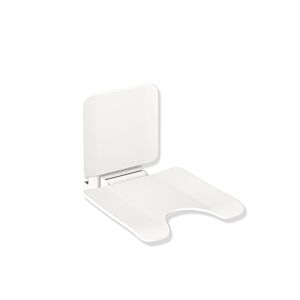 Hewi System 900 siège suspendu 900.51.11060AS 450 x 443 x 637 mm, coupure pubienne, Inox blanc mat revêtu de poudre, de plastique blanc mat
