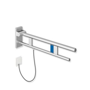 Hewi System 900 bras support projection 900.50.143XA 750 mm, Inox sol mat, à gauche, la version E-ras