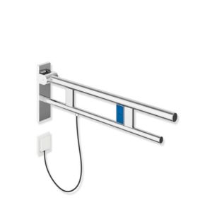 Hewi System 900 support rail 900.50.20240 projection 900 mm, Stainless Steel chrome-plated, left, electric flush actuation
