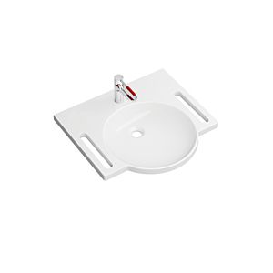 Hewi mineral washbasin set 950.19.00199 with washbasin fitting, pure white, with tap hole, without overflow, white