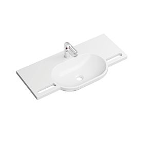 Hewi set de lavabo en fonte minérale 950.19.009 avec mitigeur lavabo AQ1.12M10140, avec trou pour robinetterie, sans trop-plein, blanc