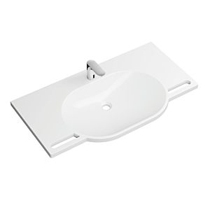 Hewi set de lavabo en fonte minérale 950.19.022 avec électronique mitigeur lavabo AQ1.12S20040, 100x55cm, blanc