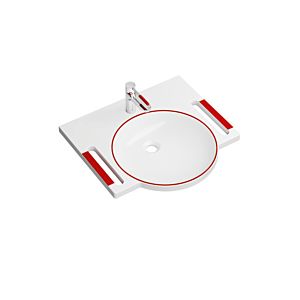 Hewi set de lavabo en fonte minérale 950.19.02599 60x55cm, avec trou pour robinetterie, sans trop-plein, blanc pur