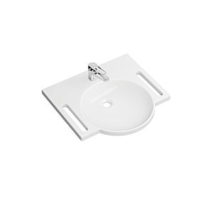 Hewi set de lavabo en fonte minérale 950.19.064 avec mitigeur lavabo AQ1.12M10340, avec trou pour robinetterie, sans trop-plein, blanc
