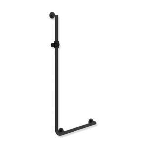 Hewi System 900 angle System 900 avec support de douche 900.33.20160CV 1250 x 600 mm, revêtement par poudre noir mat profond, version droite