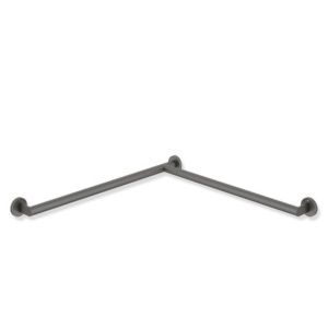 Hewi System 900 Duschhandlauf 900.35.10160SC Edelstahl pulverbeschichtet dunkelgrau perlglimmer tiefmatt, 765 x 765 mm, Ausführung rechts