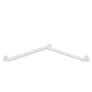 Hewi System 900 Duschhandlauf 900.35.10160DX Edelstahl pulverbeschichtet weiß tiefmatt, 765 x 765 mm, Ausführung rechts