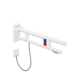 Hewi System 900 support rail 900.50.13660DX projection 850 mm, Stainless Steel powder-coated white deep matt, left