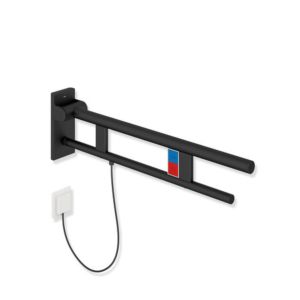 Hewi System 900 bras de support projection 900.50.15360DC 900 mm, Inox poudre revêtue noir mat profond, à gauche