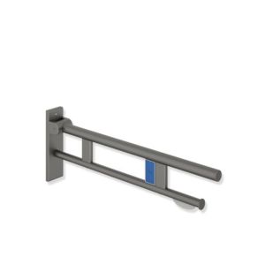 Hewi System 900 projection bras de support de 900.50.17060SC 900 mm, Inox mica perlé gris foncé poudré mat profond, à gauche, WC support de papier / flush-radiocommandé