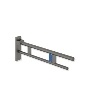 Hewi System 900 support bar 900.50.17760SC projection 850 mm, Stainless Steel powder-coated dark gray pearl mica deep matt, left, radio flush actuation