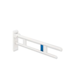 Hewi System 900 bras de support 900.50.17560DX projection 700 mm, Inox blanc mat profond revêtement en poudre, à gauche, la radio-flush gâchette