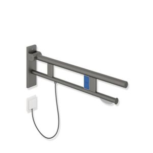 Hewi System 900 support bar 900.50.18360SC projection 700 mm, Stainless Steel powder-coated dark gray pearl mica deep matt, left