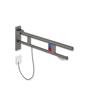 Hewi System 900 bras support de projection 900.50.19160SC 700 mm, Inox poudre revêtue de mica perlé gris foncé mat profond, gauche