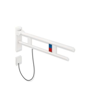 Hewi System 900 bras de support 900.50.20960DX de projection 850 mm, Inox poudre revêtue blanc mat profond, à gauche