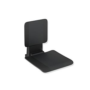 Hewi System 900 hanging seat 900.51.10260CV 450 x 533 x 637 mm, Stainless Steel powder-coated black matt, matt black plastic