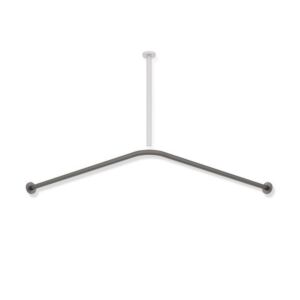 Hewi System 900 Vorhangstange 900.34.10260SC 987 x 987 mm, 20 Vorhangringe, Edelstahl pulverbeschichtet dunkelgrau, perlglimmer tiefmatt