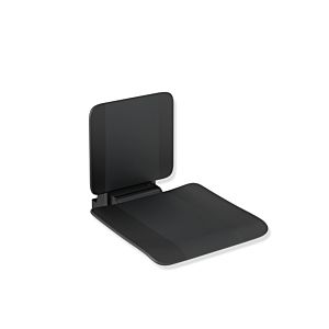 Hewi System 900 Einhängesitz 900.51.10860CV 450 x 443 x 637 mm, Edelstahl pulverbeschichtet schwarz matt, matt schwarzer Kunststoff