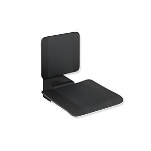 Hewi System 900 hanging seat 900.51.20360CV 450 x 650 mm, Stainless Steel powder-coated black matt, polyamide matt black