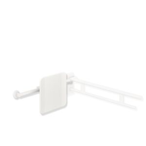 Hewi System 900 back support 900.51.90260AS Stainless Steel powder-coated white matt, polyamide matt white, handle left, rosette right