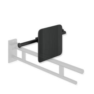 Hewi System 900 Rückenstütze 900.51.90860CV Edelstahl pulverbeschichtet schwarz matt, Polyamid matt schwarz, links