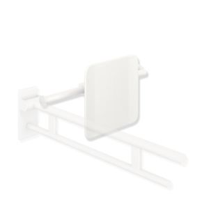 Hewi System 900 back support 900.51.90860AS Stainless Steel powder-coated matt white, matt white polyamide, left