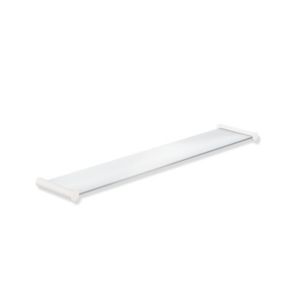 Hewi System 162 étagère 162.03.11560DX 600 x 122 mm, Halter Inox revêtement par poudre blanc mat profond, plaque de verre
