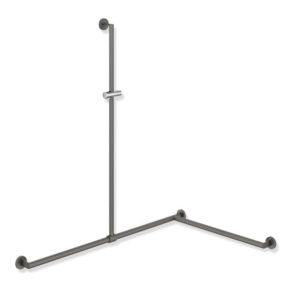 Hewi System 900 handrail 900.35.33860DD 1250 x 965 x 1185 mm, powder-coated dark gray deep matt / chrome, right-hand version