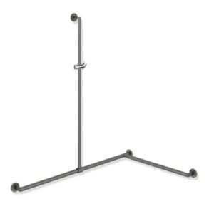 Hewi System 900 Duschhandlauf 900.35.33260DD 1250 x 1185 x 765 mm, pulverbeschichtet dunkelgrau tiefmatt/chrom, Ausführung rechts