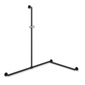 Hewi System 900 handrail 900.35.33860JK 1250 x 965 x 1185 mm, powder-coated black deep matt / chrome, right-hand version