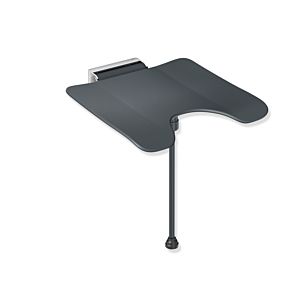 Hewi System 900 Duschklappsitz 900.51.2144092 Edelstahl verchromt, Polyamid anthrazit, mit Schamausschnitt