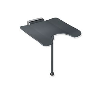 Hewi System 900 siège de douche rabattable 900.51.214XA92 Inox sablé, polyamide anthracite, avec découpe pubienne