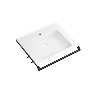 Hewi mineral cast washbasin 950.19.071SC 65x58cm, with handle 65cm, 801 Haken , white, dark gray pearl mica deep matt