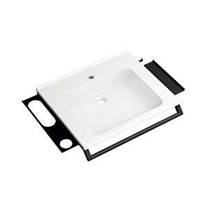 Hewi Mineralguss-Waschtisch 950.19.073SC 65x58cm, mit Haltegriff, 2 Ablagen, Haken, weiß, dunkelgrau perlglimmer tiefmatt