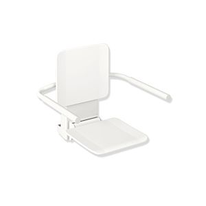 Hewi System 900 folding seat 900.51.10160AS Stainless Steel powder-coated white matt, matt white plastic