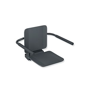 Hewi System 900 hanging seat 900.51.10760AF Stainless Steel powder-coated matt anthracite, matt anthracite plastic, with armrests