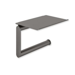 Hewi System 900 WC holder 900.21.00460SC Stainless Steel powder-coated dark gray pearl mica deep matt, with shelf