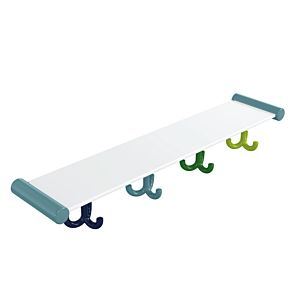 Etagère Hewi 800.03.40455 avec crochet triple, 4 places, bleu aqua