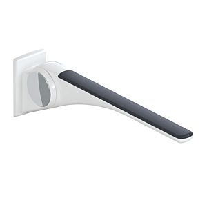 Hewi 802 LifeSystem folding support rail 802.50.40560GU 900, white high-gloss/anthracite matt, with plate, chrome-plated
