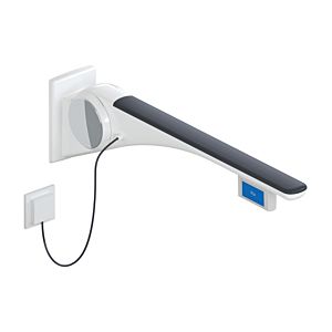 Hewi 802 LifeSystem Stützklappgriff 802.50.42560GU 700, weiß hochglanz/anthrazit matt, Spülauslösung, rechts