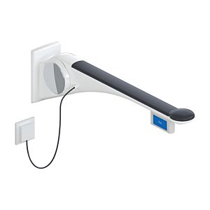 Hewi 802 LifeSystem Stützklappgriff 802.50.44260GU 750 mm, weiß hochglanz/anthrazit matt, Spülauslösung links