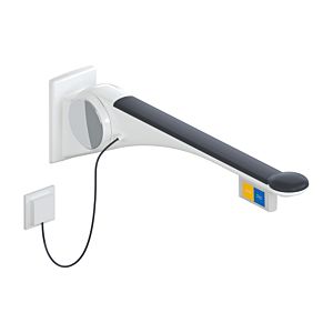 Hewi 802 LifeSystem Stützklappgriff 802.50.45660GU 900 mm, weiß hochglanz/anthrazit matt, Spülauslösung, Funktionstaste links