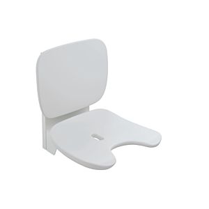 Hewi folding seat 802.51.23960SD height-adjustable, with hygiene cut-out, white high-gloss/white matt