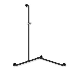 Hewi System 900 Duschhandlauf 900.35.33060JK 1250 x 765 x 765 mm, pulverbeschichtet schwarz tiefmatt/chrom, Ausführung rechts
