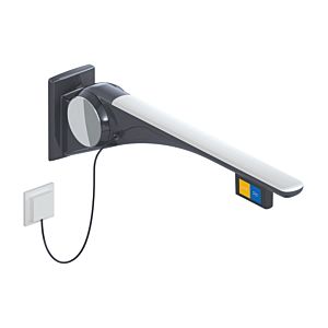 Hewi 802 LifeSystem Stützklappgriff 802.50.42960TB 700, anthrazit hochglanz/weiß matt, Spülauslösung, Funktionstaste, links