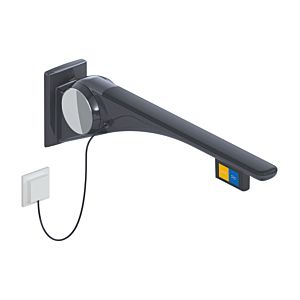 Hewi 802 LifeSystem folding support rail 802.50.43060DR 750, anthracite high-gloss/anthracite matt, flush actuation, function button, left