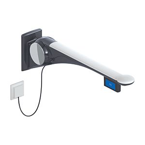 Hewi 802 LifeSystem Stützklappgriff 802.50.44260TB 750 mm, anthrazit hochglanz/weiß matt, Spülauslösung links