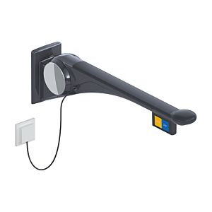 Hewi 802 LifeSystem Stützklappgriff 802.50.45060DR 750 mm, anthrazit hochglanz/anthrazit matt, Spülauslösung, Funktionstaste links