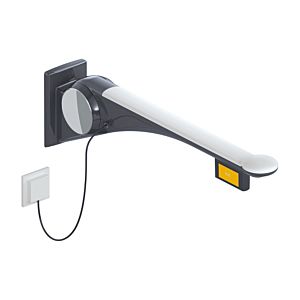 Hewi 802 Rail d&#39;appui rabattable LifeSystem 802.50.47060TB 750, anthracite brillant/ blanc mat, bouton radio, gauche