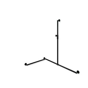 Hewi System 900 shower handrail 900.35M30560CV 1250 x 1185 x 765 mm, stainless steel powder-coated black deep matt, left